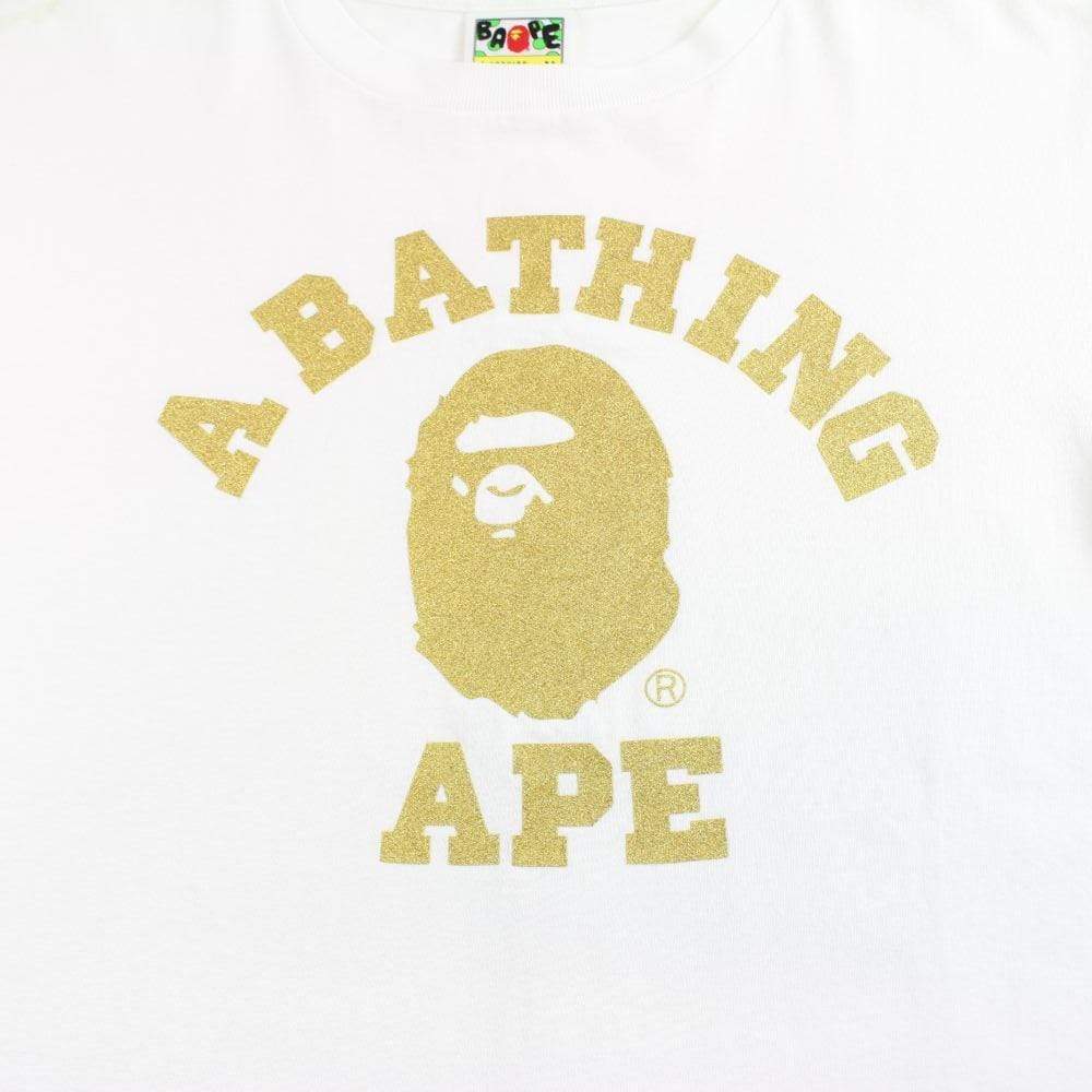 bape gold glitter college logo tee white - SaruGeneral