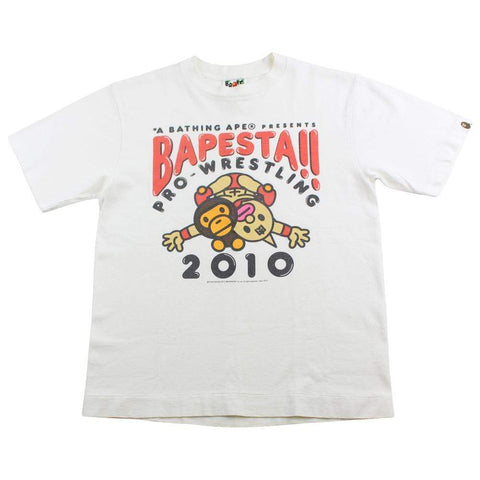 T-shirt blanc avec logo Bape Pro Wrestling