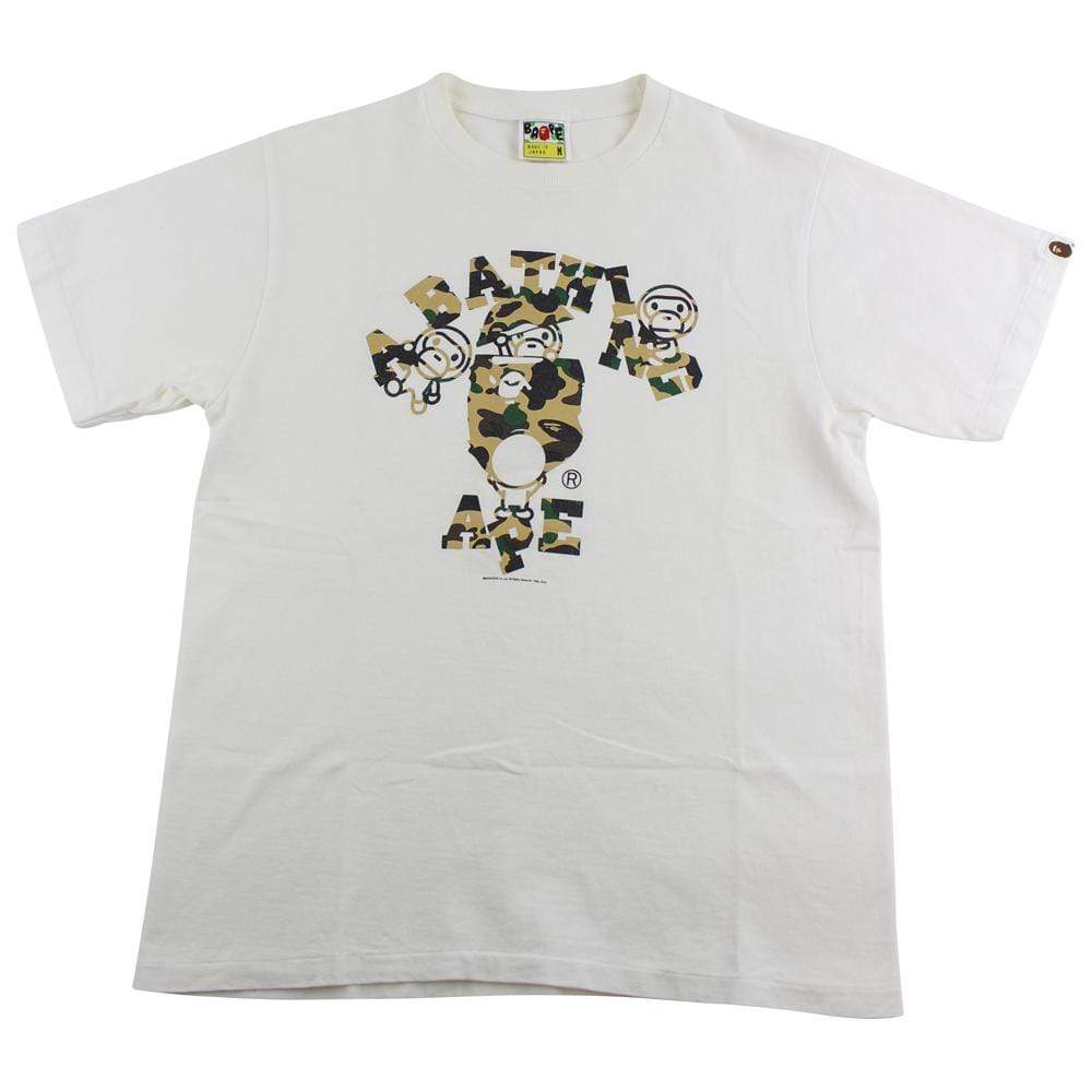 Bape 1st Yellow Camo Baby Milos College Logo Tee White - SaruGeneral