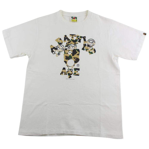 Bape 1st Yellow Camo Baby Milos College Logo Tee White