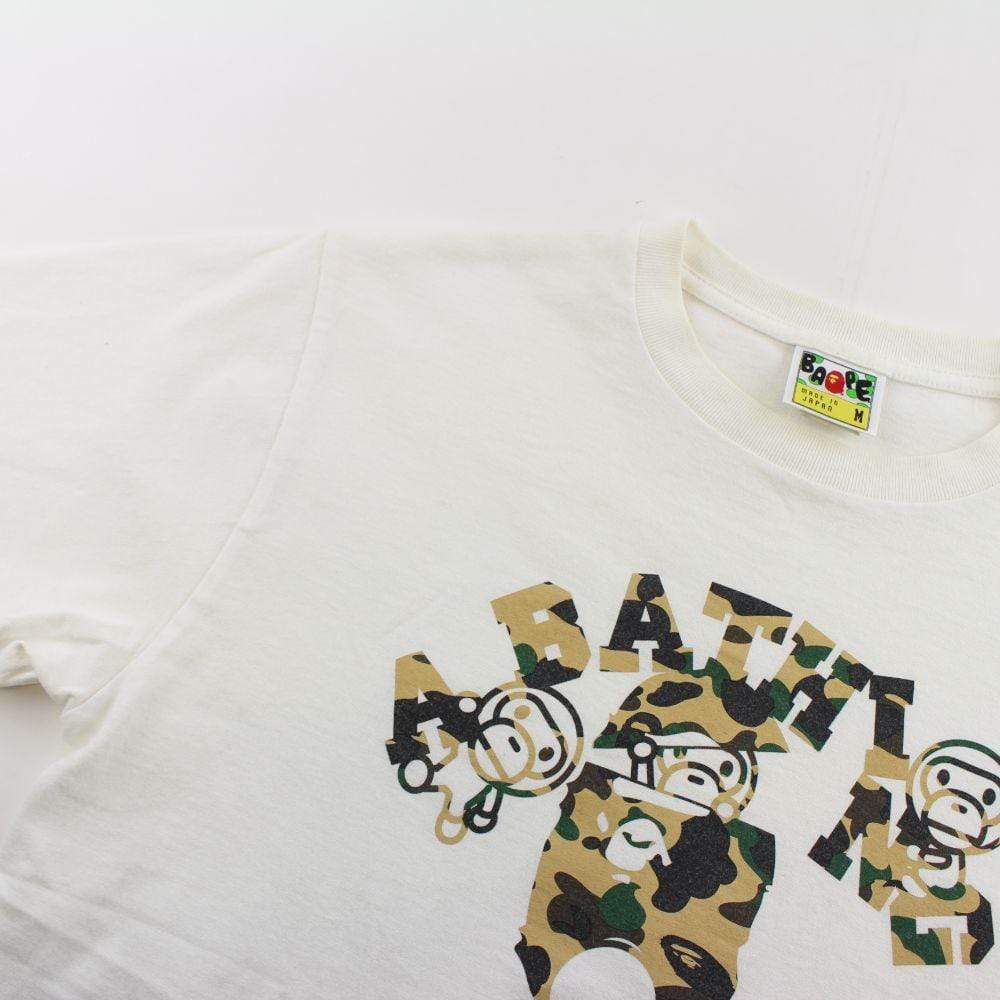 Bape 1st Yellow Camo Baby Milos College Logo Tee White - SaruGeneral