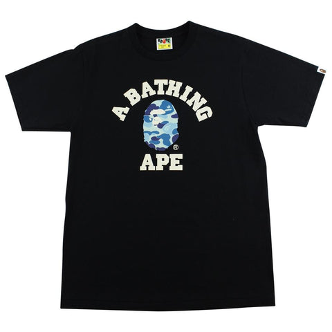 Bape ABC Blue Camo College Logo Tee Black