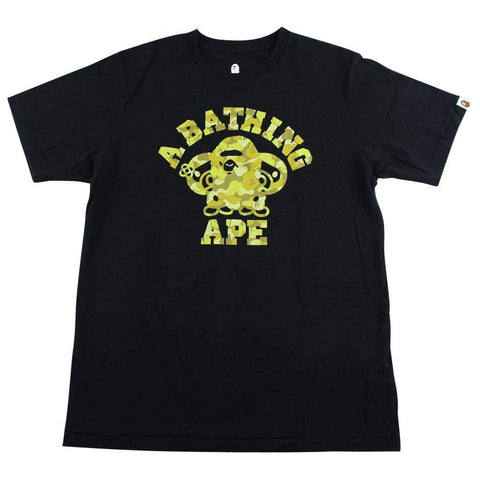 Bape Yellow Camo ExClass College Logo Tee Black