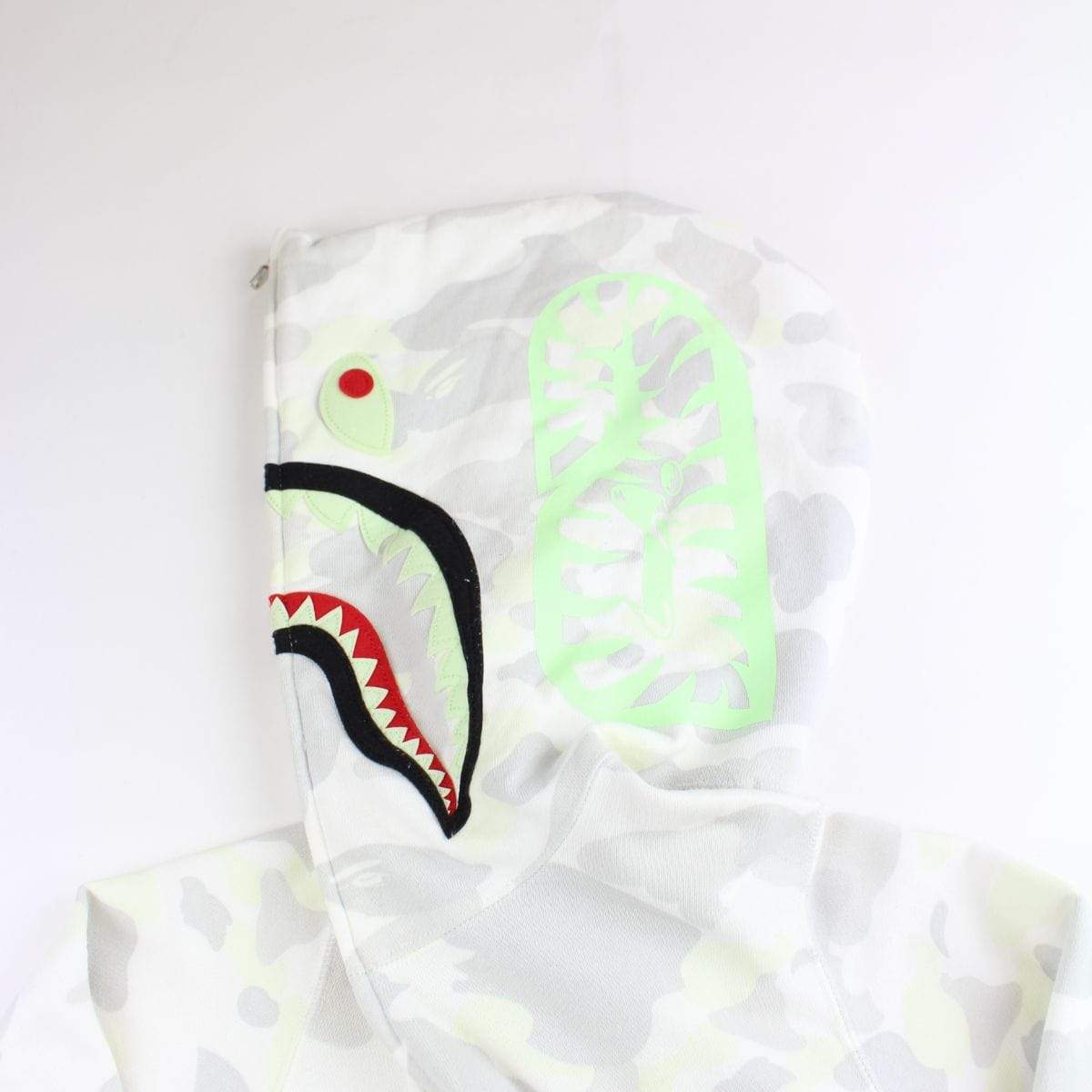 Bape White Camo Glow in the Dark Shark Hoodie - SaruGeneral