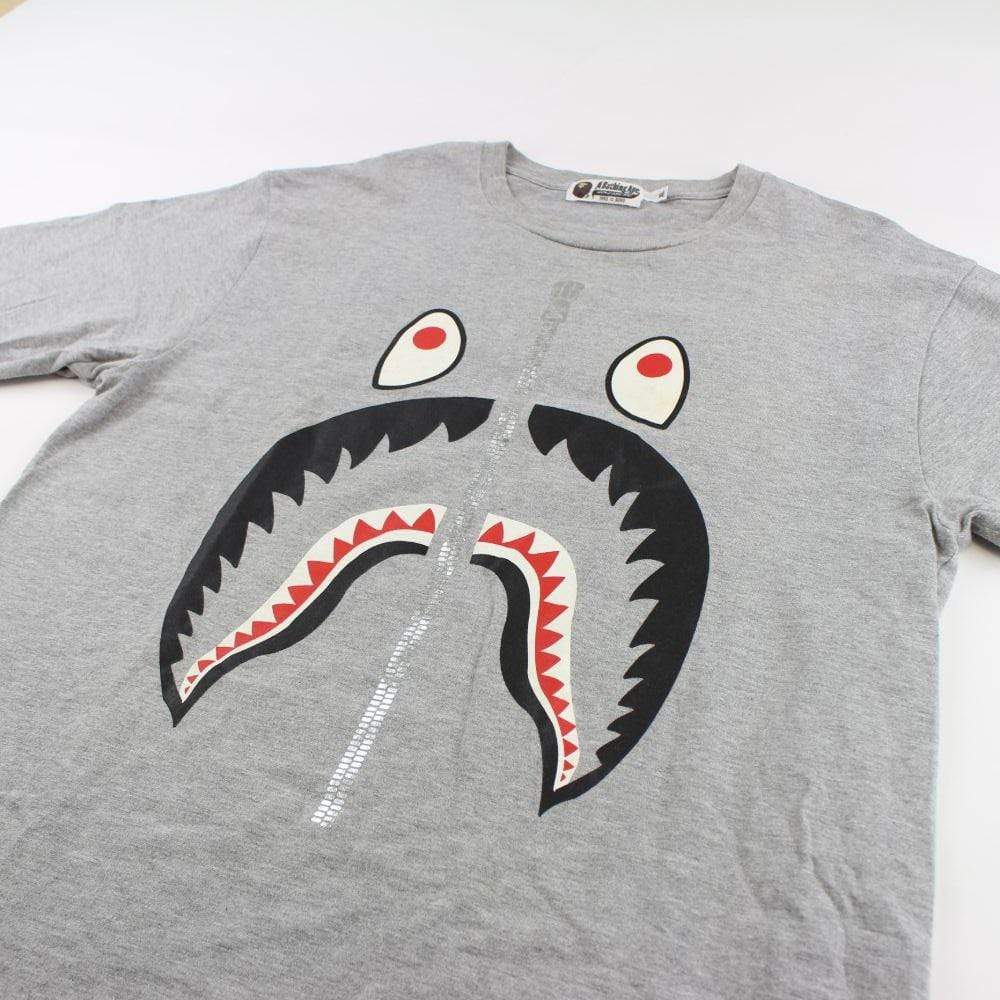 Bape Black Shark Face PONR Tee Grey - SaruGeneral