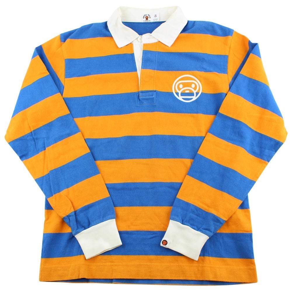 Bape Baby Milo Orange & Blue Striped Rugby Shirt - SaruGeneral