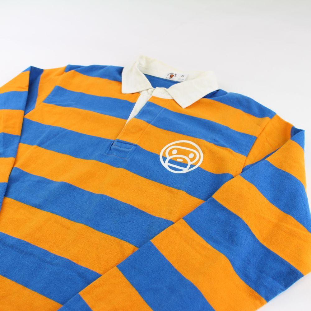 Bape Baby Milo Orange & Blue Striped Rugby Shirt - SaruGeneral