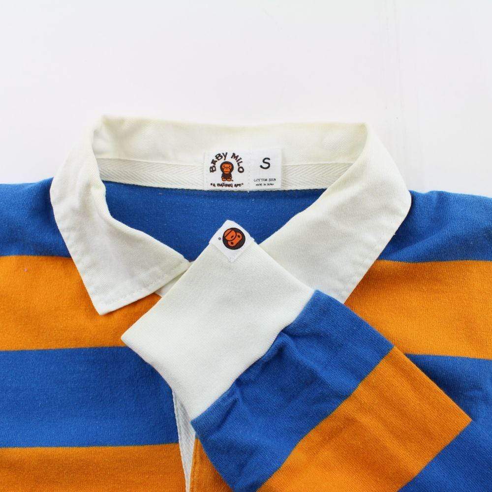 Bape Baby Milo Orange & Blue Striped Rugby Shirt - SaruGeneral