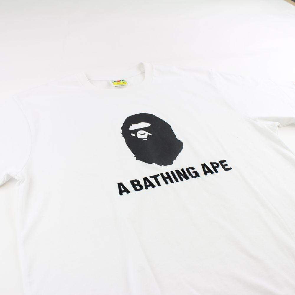 Bape Ape & Text Logo Tee White - SaruGeneral