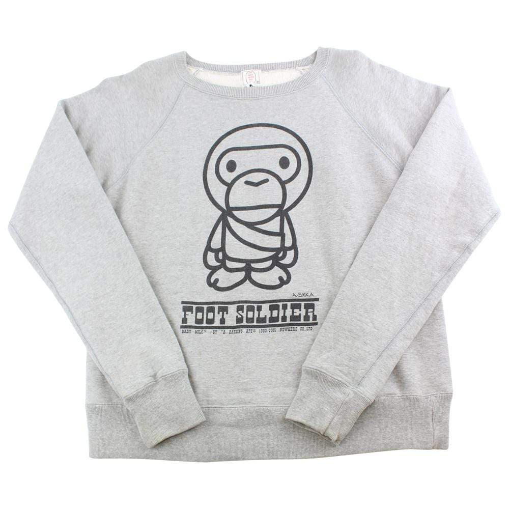 Bape Baby Milo Foot Solider Crewneck Grey - SaruGeneral