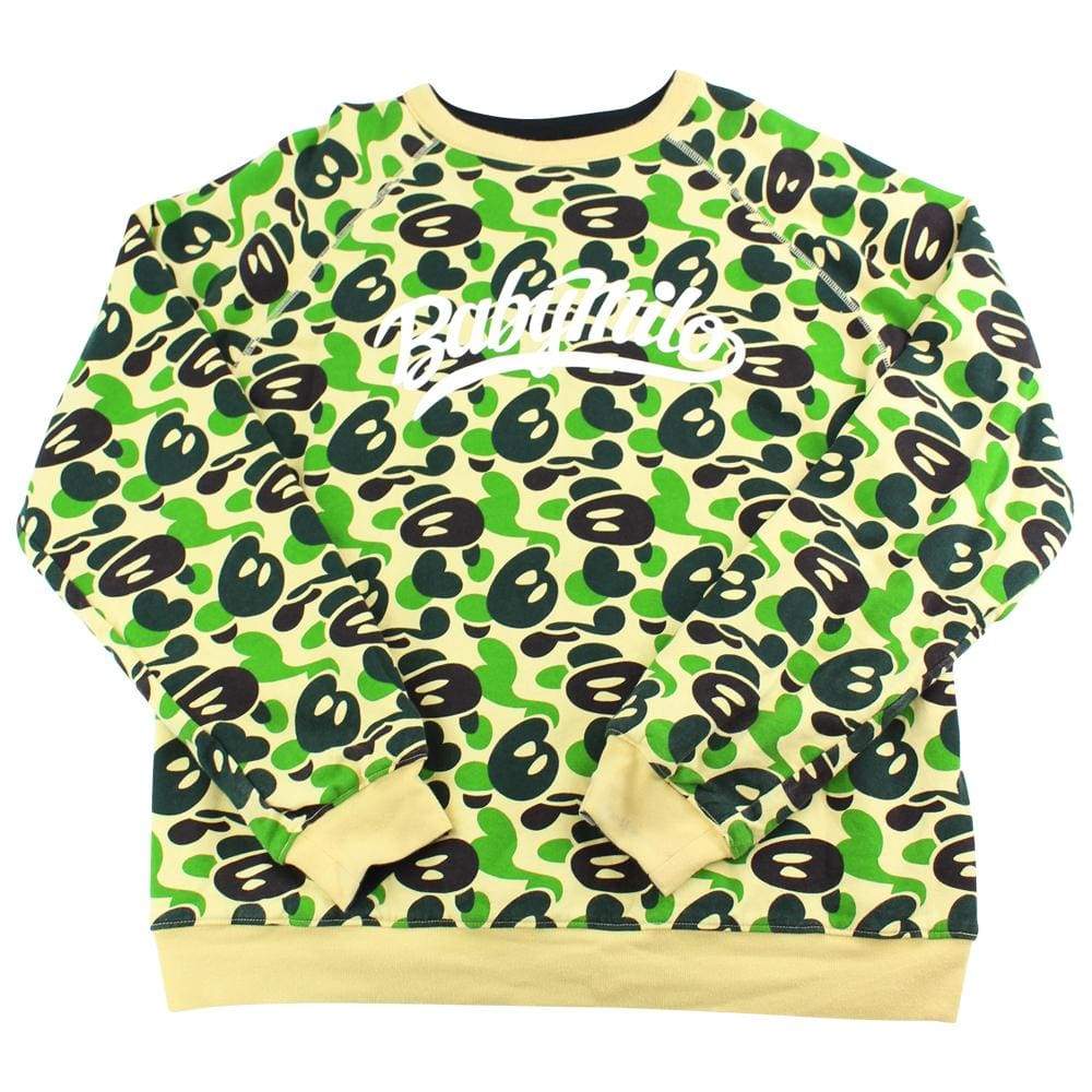 Bape ABC Green Camo Reversible Crewneck - SaruGeneral