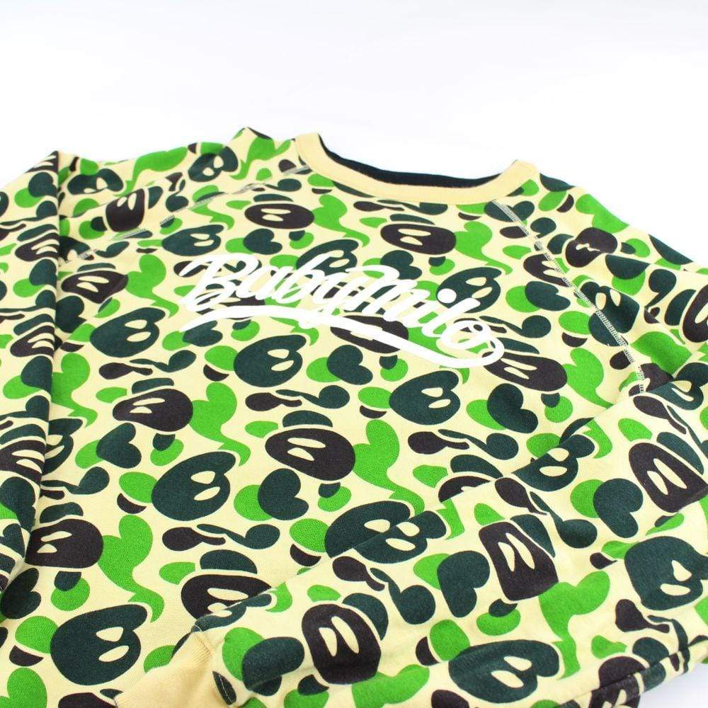 Bape ABC Green Camo Reversible Crewneck - SaruGeneral