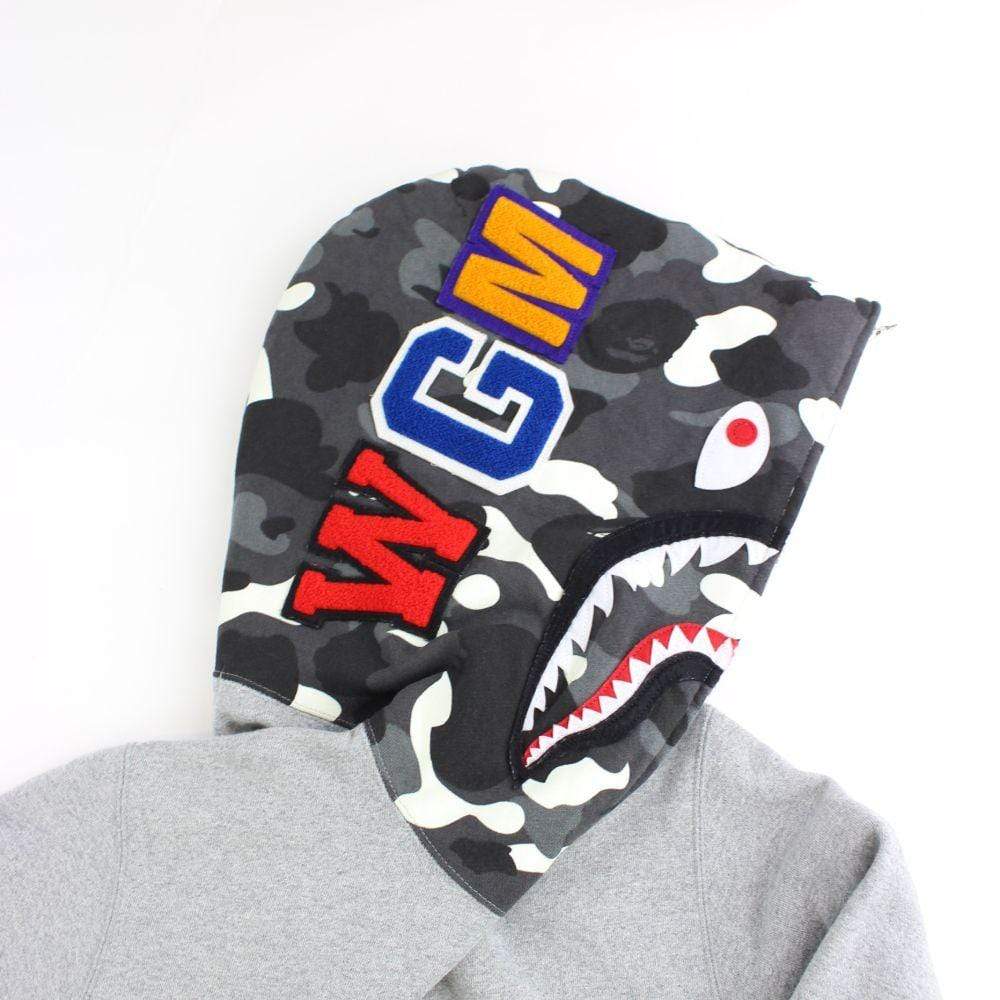 Bape City Camo Shark Face Hoodie Grey - SaruGeneral