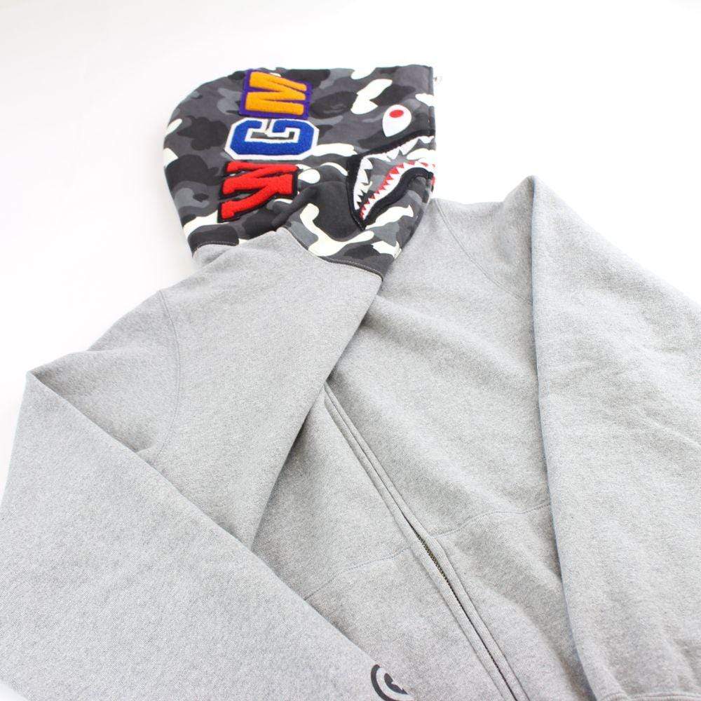 Bape City Camo Shark Face Hoodie Grey - SaruGeneral