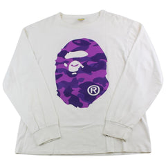 Bape Purple Camo Big Ape Logo LS Blanc