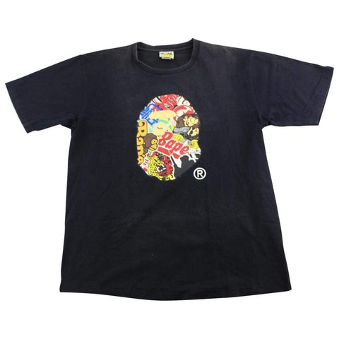 Bape Multi Logo Big Ape Tee Black