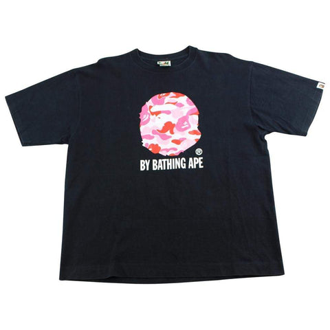 Bape Pink Camo Big Ape Logo Tee Black