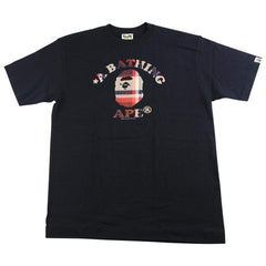 Bape Red Plaid College Logo Tee Black
