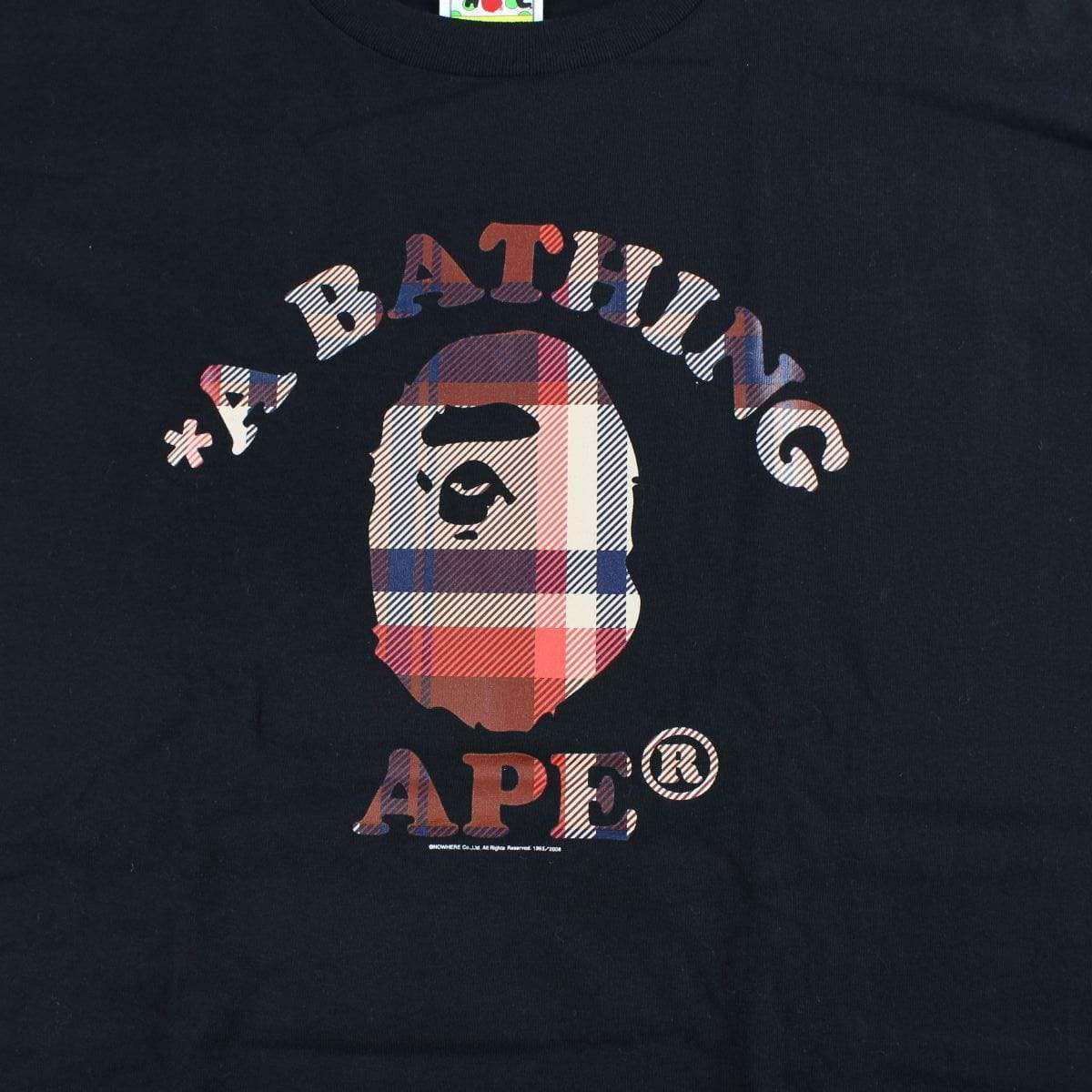 Bape Red Plaid College Logo Tee Black - SaruGeneral