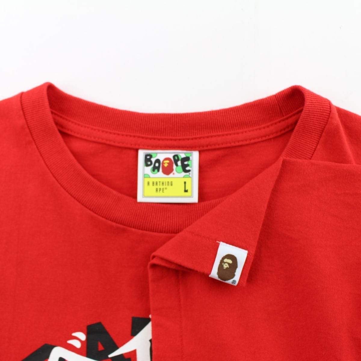 Bape Katakana College Logo Tee Red - SaruGeneral