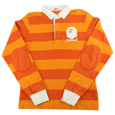 Bape Big Ape Logo Rugby Shirt LS Orange