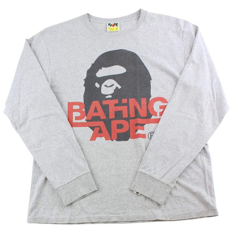 Bape Planet of Big Ape Text LS Gris