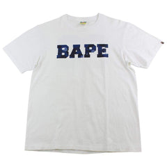 Bape Blue Camo Text Tee White