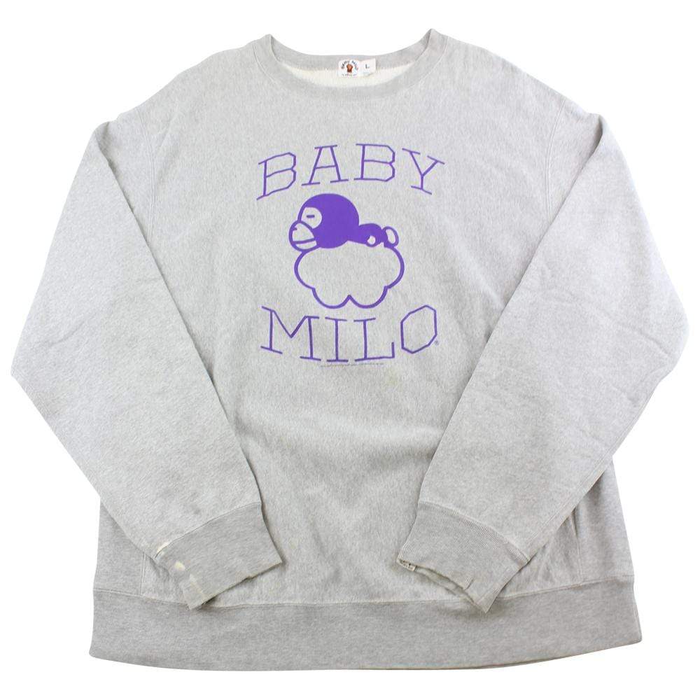Bape Baby Milo Sleeping Crewneck Grey - SaruGeneral