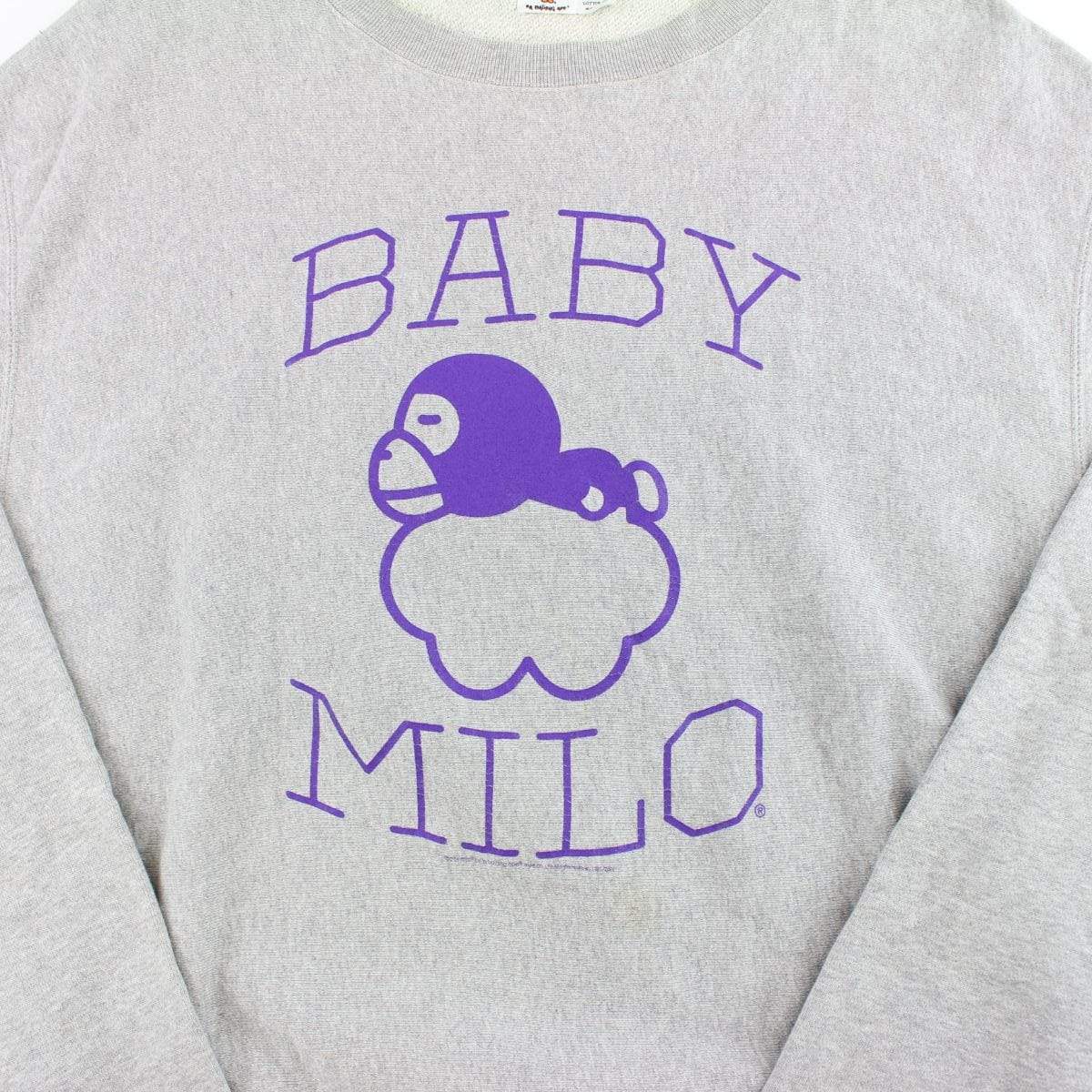 Bape Baby Milo Sleeping Crewneck Grey - SaruGeneral