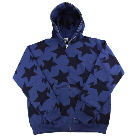 Bape Bapesta Allover Print Hoodie Navy