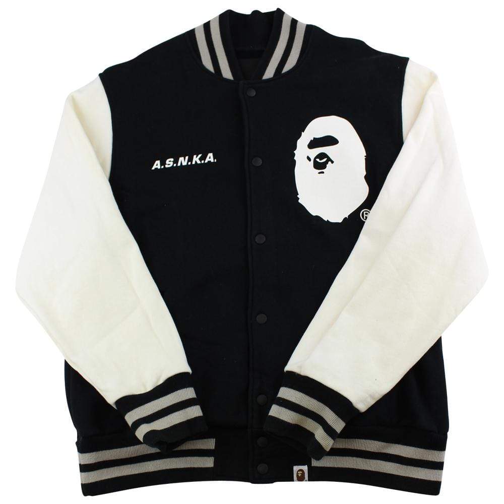 Bape A.S.N.K.A Big Ape Varsity Jacket Black - SaruGeneral