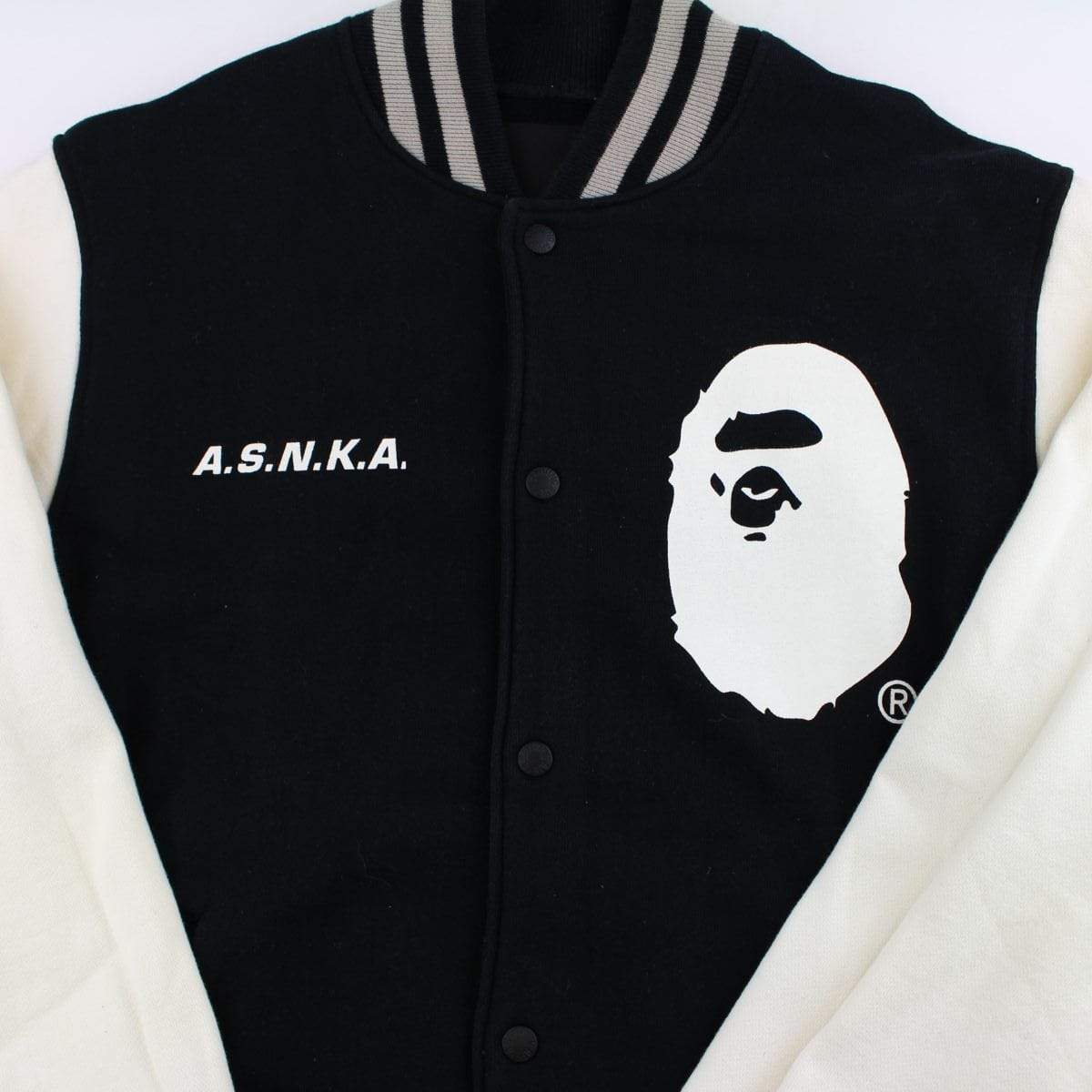 Bape A.S.N.K.A Big Ape Varsity Jacket Black - SaruGeneral