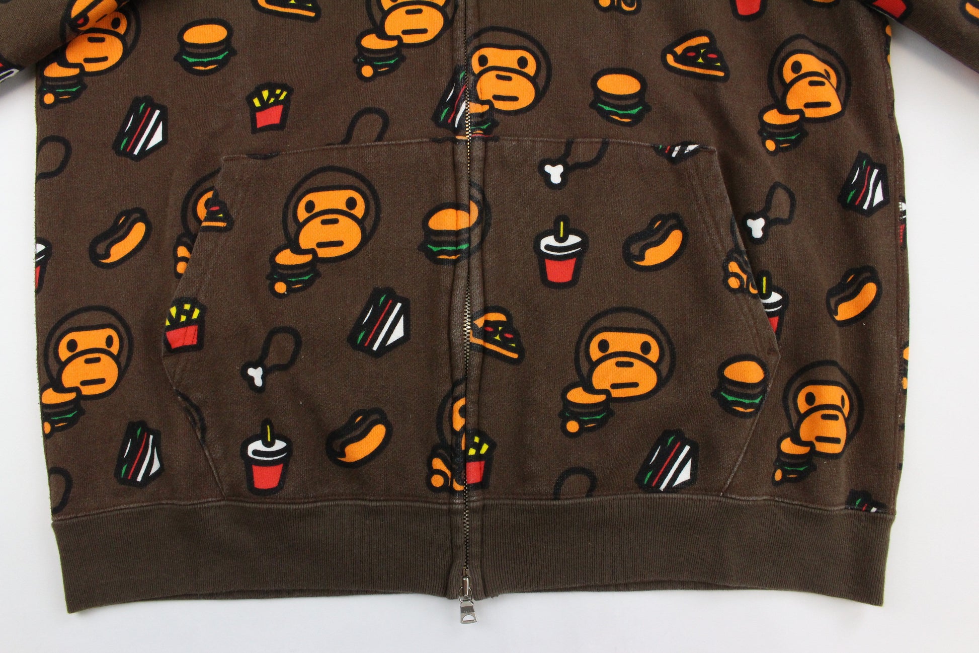 Bape Milo Food Allover Fullzip Hoodie Brown - SaruGeneral