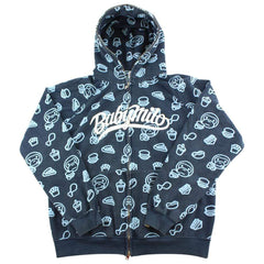 Sweat à capuche zippé Bape bleu clair Baby Milo Food Monogram bleu marine