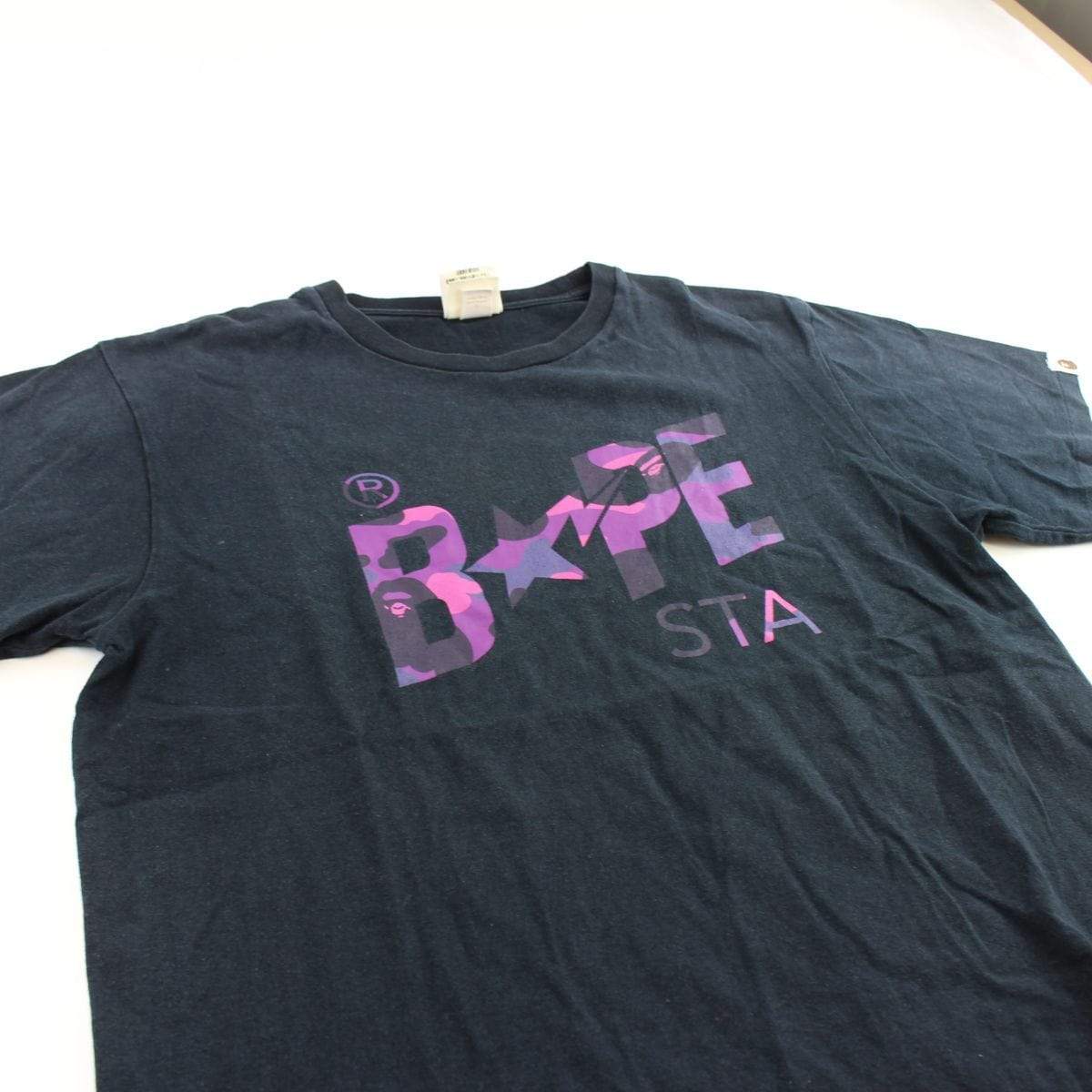 Bape Purple Camo Bapesta Logo Tee Black - SaruGeneral