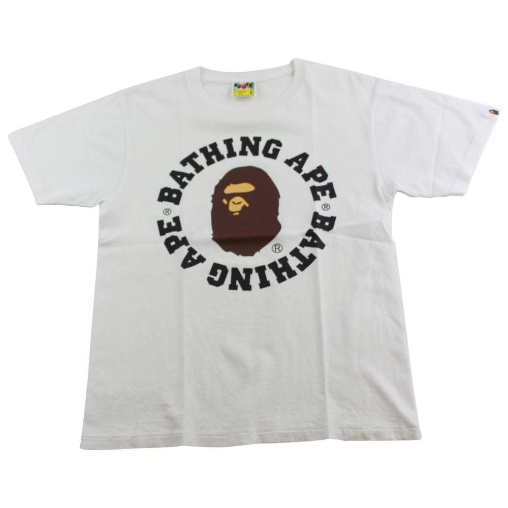 Bape College Logo Circle Text Tee White - SaruGeneral