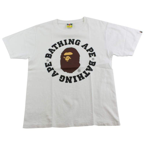 Bape College Logo Circle Text Tee White