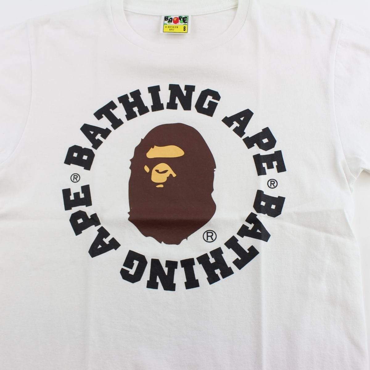 Bape College Logo Circle Text Tee White - SaruGeneral