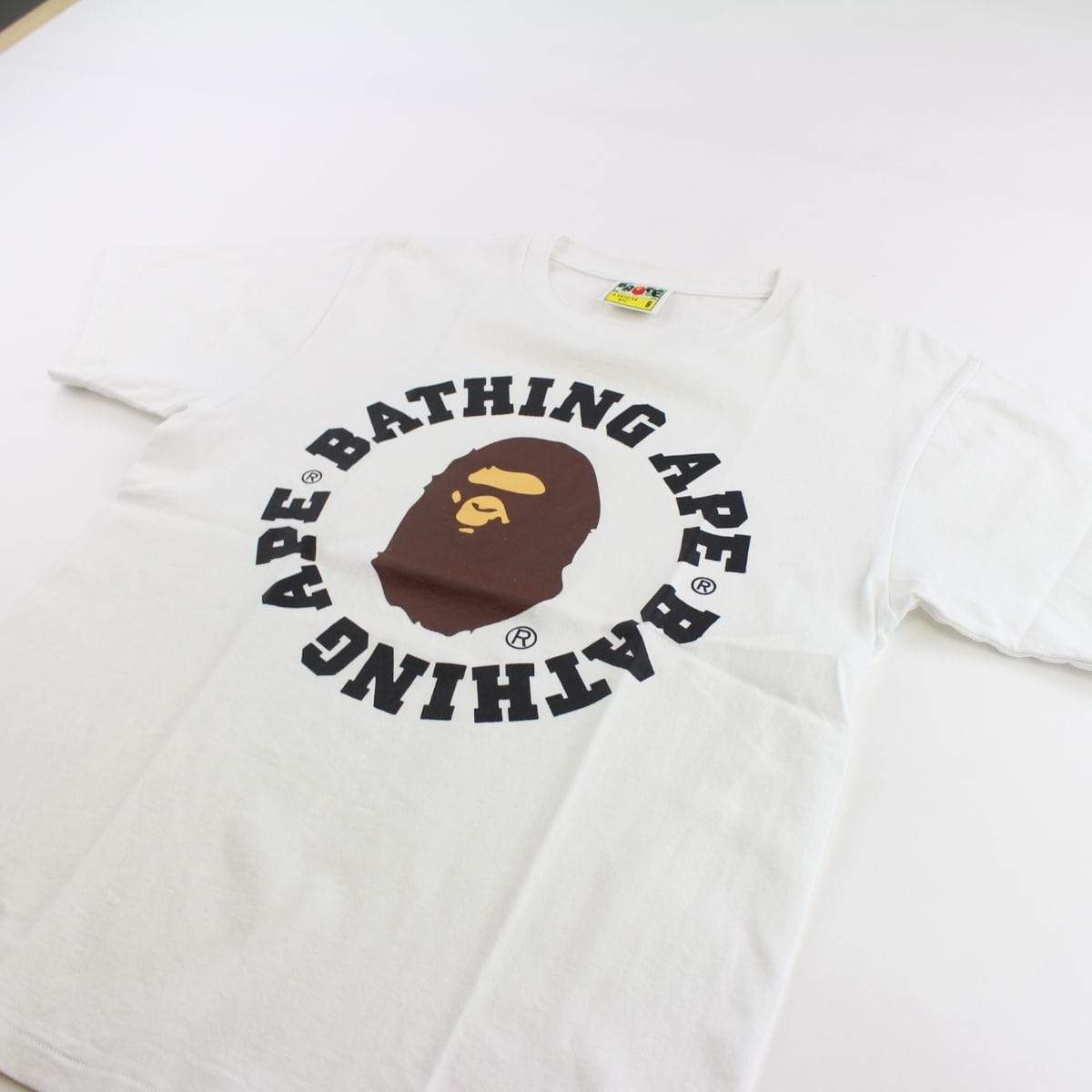 Bape College Logo Circle Text Tee White - SaruGeneral