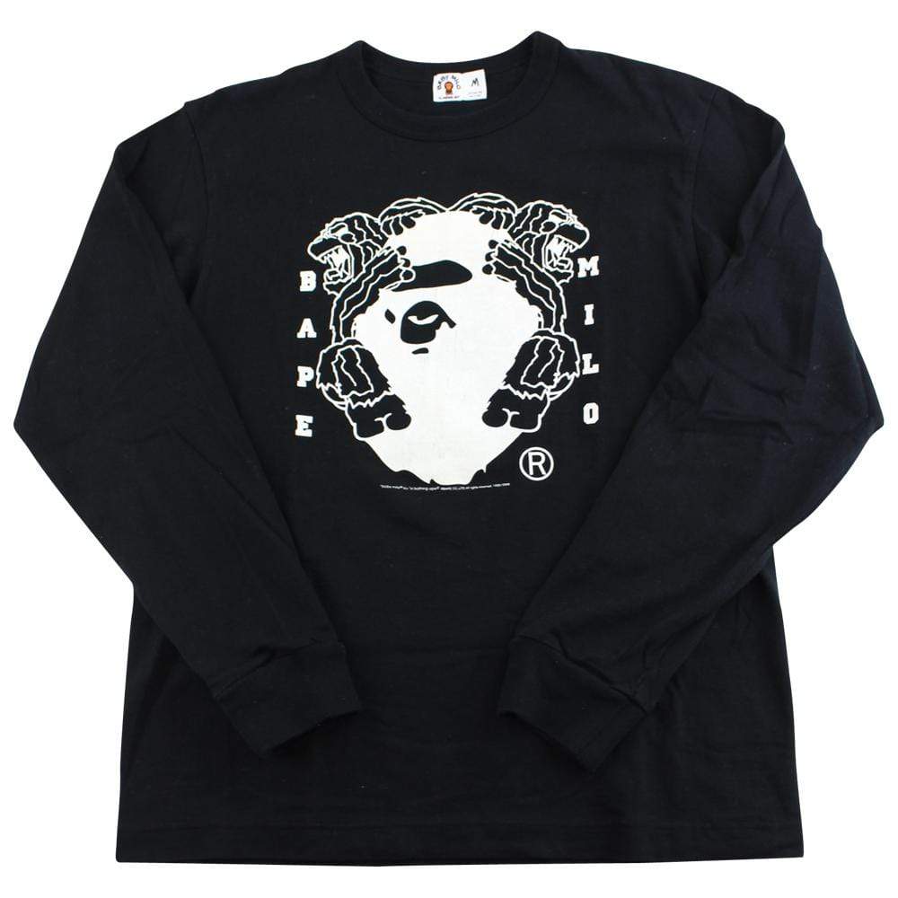 Bape White Baby Milo Big Ape Logo Tee Black - SaruGeneral