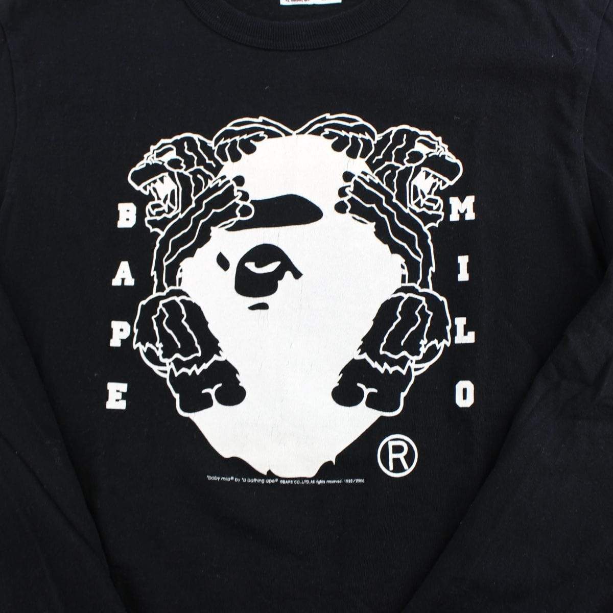 Bape White Baby Milo Big Ape Logo Tee Black - SaruGeneral