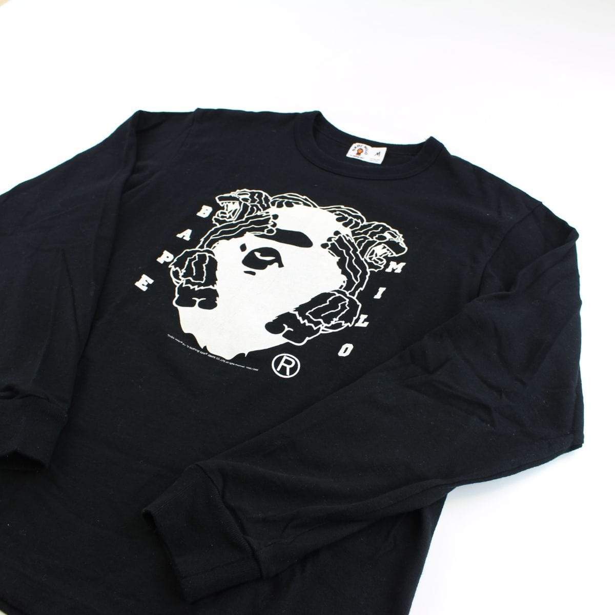 Bape White Baby Milo Big Ape Logo Tee Black - SaruGeneral