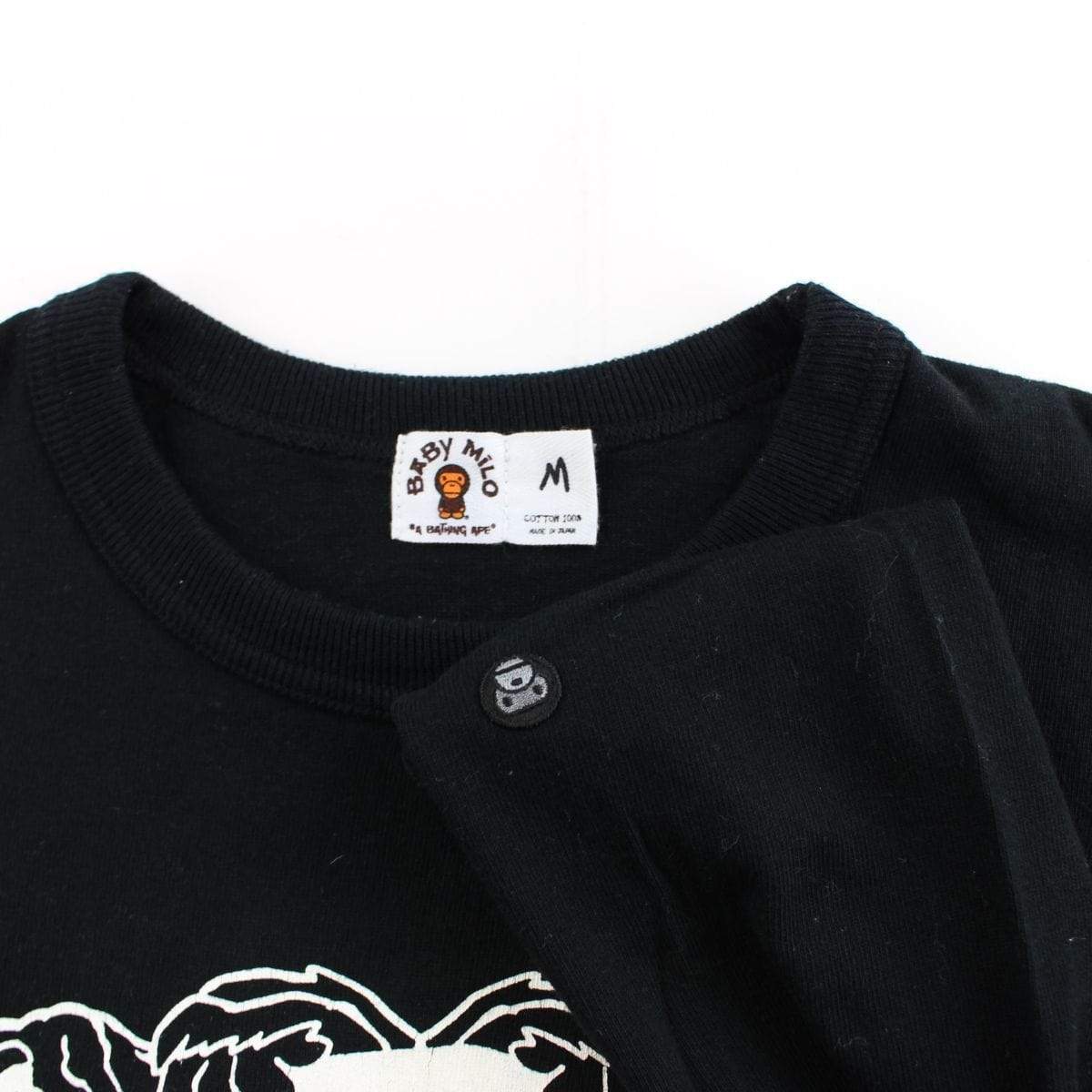 Bape White Baby Milo Big Ape Logo Tee Black - SaruGeneral