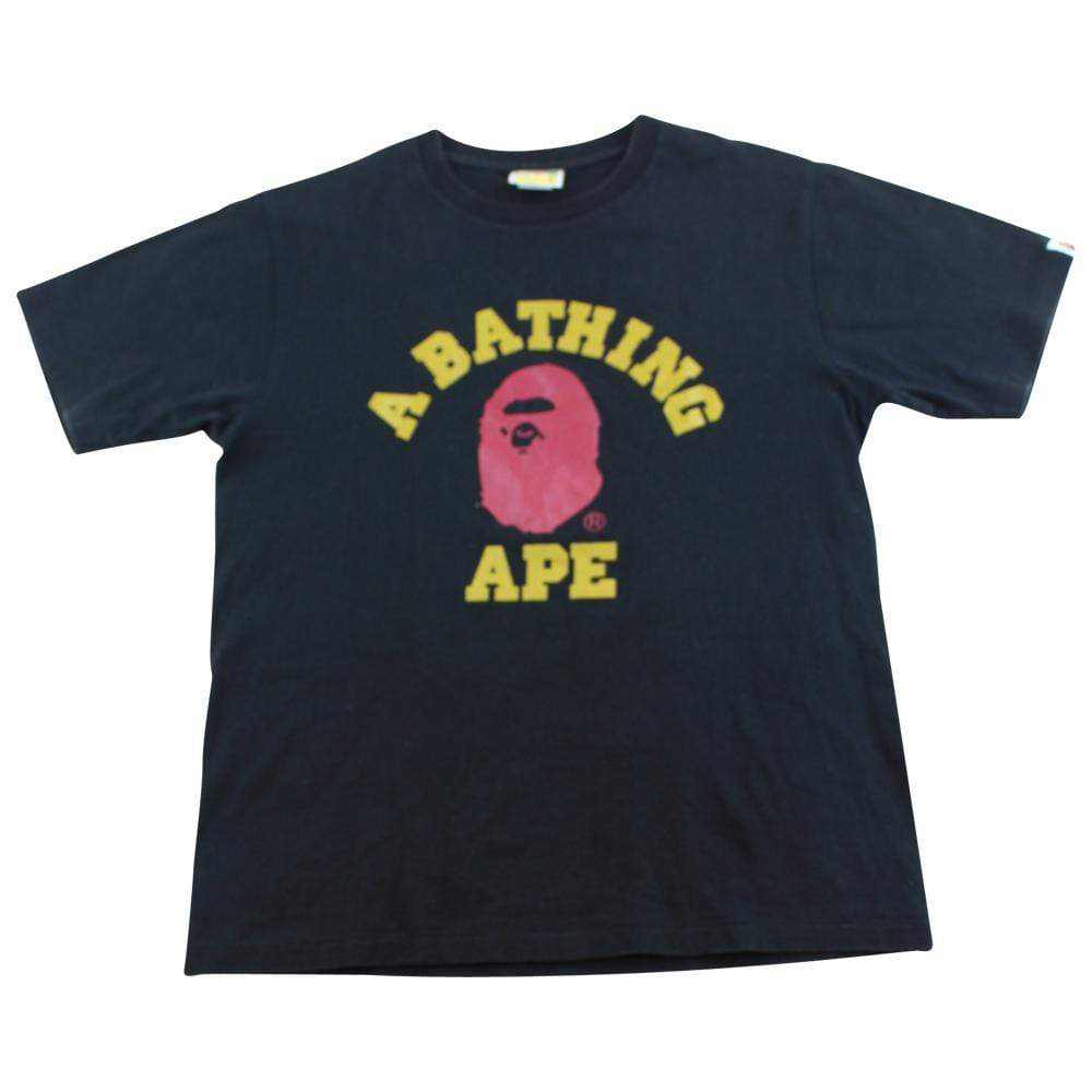 Bape Red Yellow College Logo Tee Black - SaruGeneral