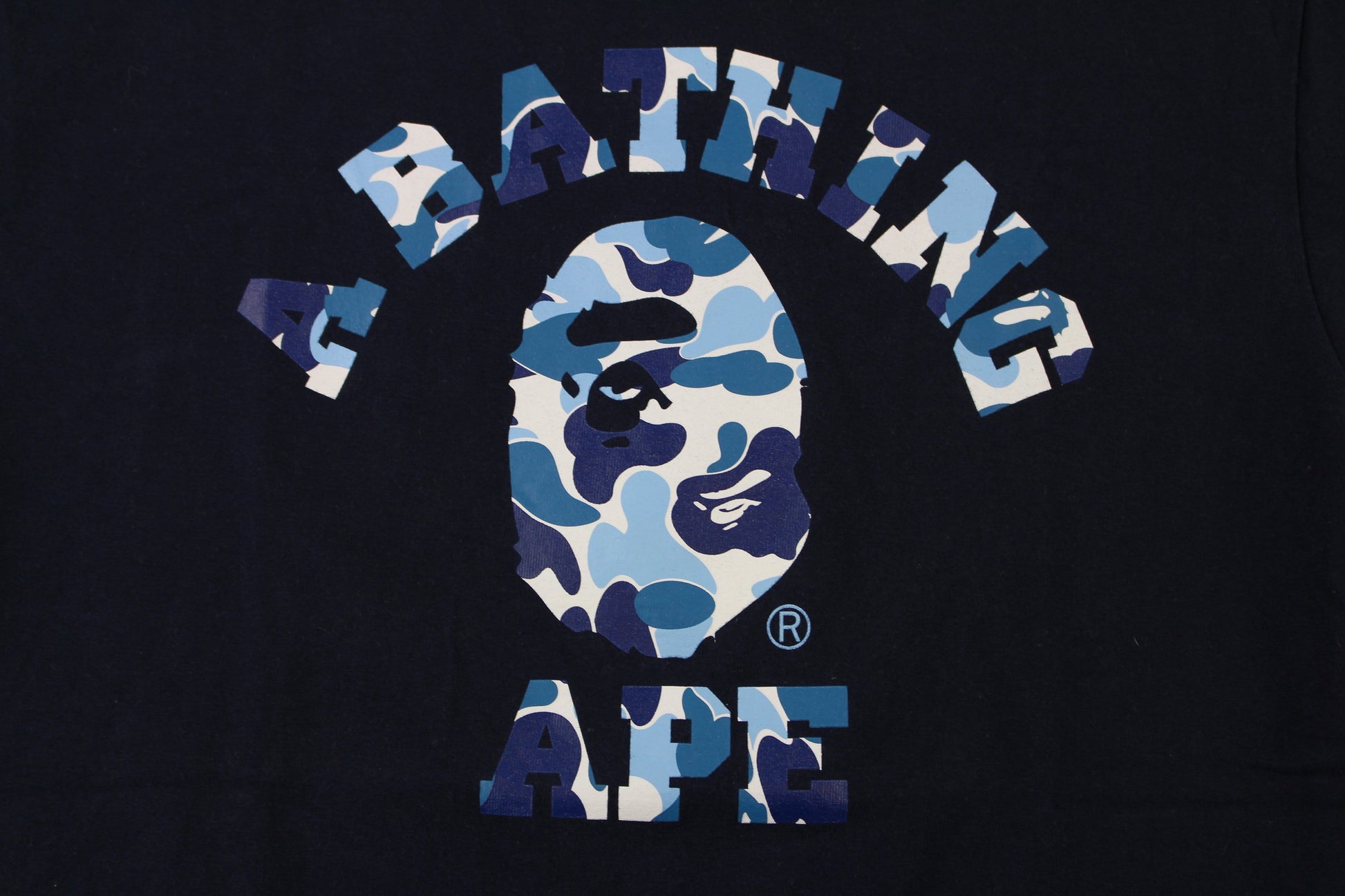 Bape ABC Blue Camo College Logo Tee Navy - SaruGeneral