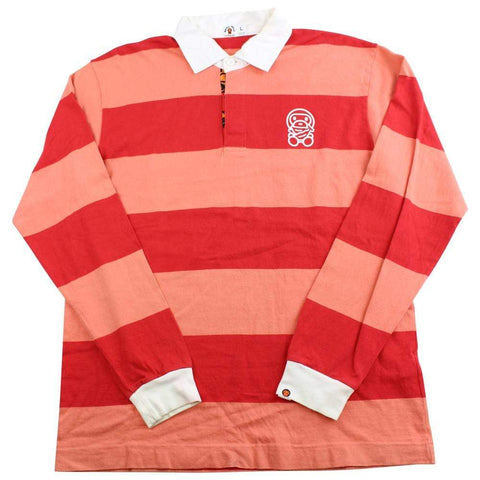 Bape baby milo peach stripe rugby shirt