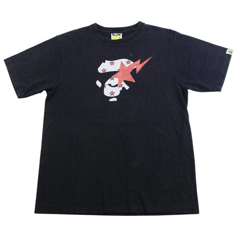 bape ape face bapesta logo tee black