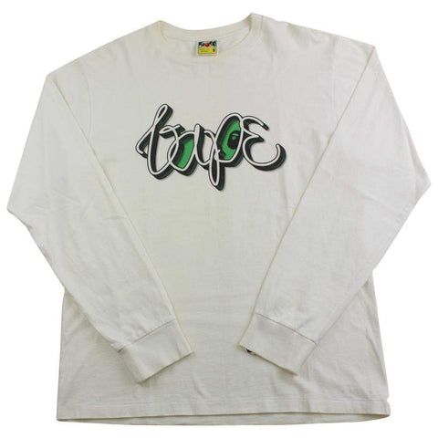 bape green text ls white