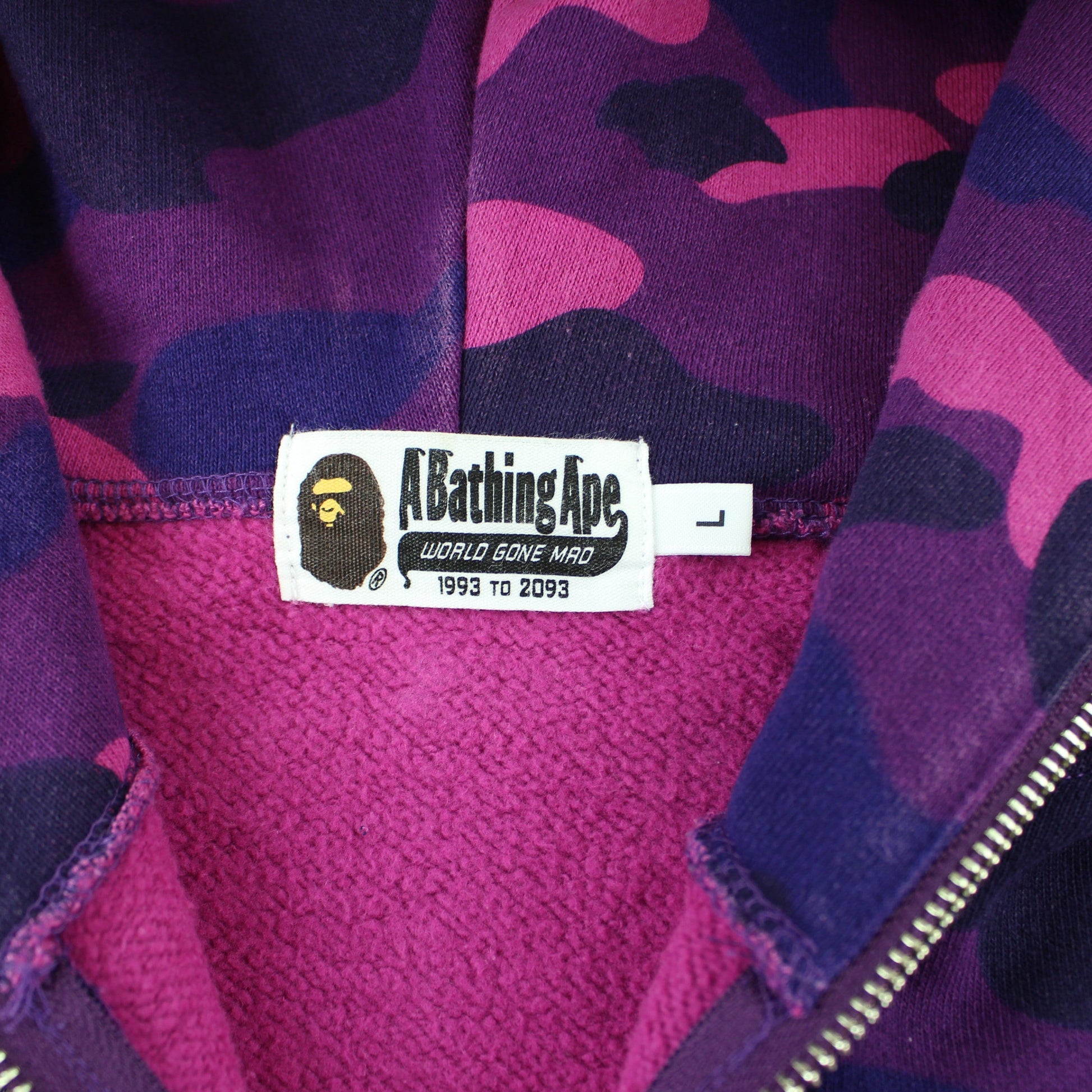 Bape Ape Logo Purple Camo Fullzip Hoodie - SaruGeneral
