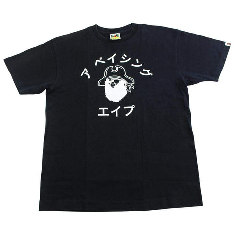 bape katakana pirate college logo tee black